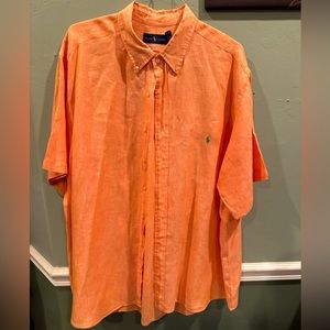 2XB orange linen Ralph Lauren short sleeved shirt